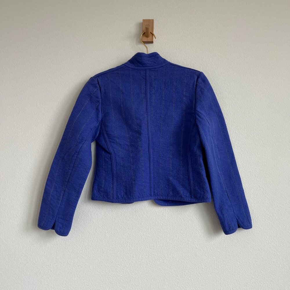 Vintage 90s Louis Feraud Paris 100% Virgin Wool Lapis Lavendar Jacket - Picture 2 of 10